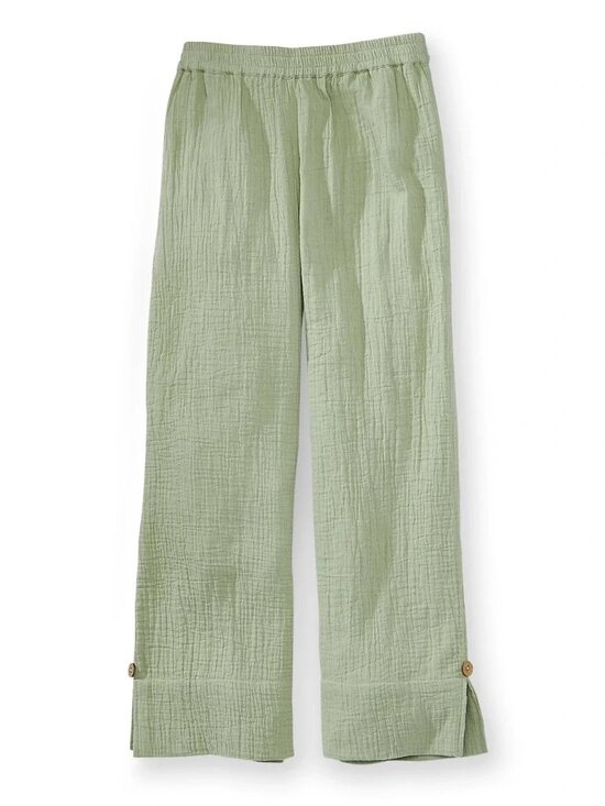NorthStyle Pants - NORTHSTYLE - Gauze Double Cloth Casual Crop Pant - Green Sauge Size Medium
